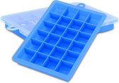 Intirilife 2x ijsblokjesvormpjes in BLAUW - Set van 2 met elk 24 vakjes Siliconen ijsblokjesvormpjes met deksel - Flexibele ijsblokjesvorm Afsluitbaar voor ijs, babyvoeding en meer
