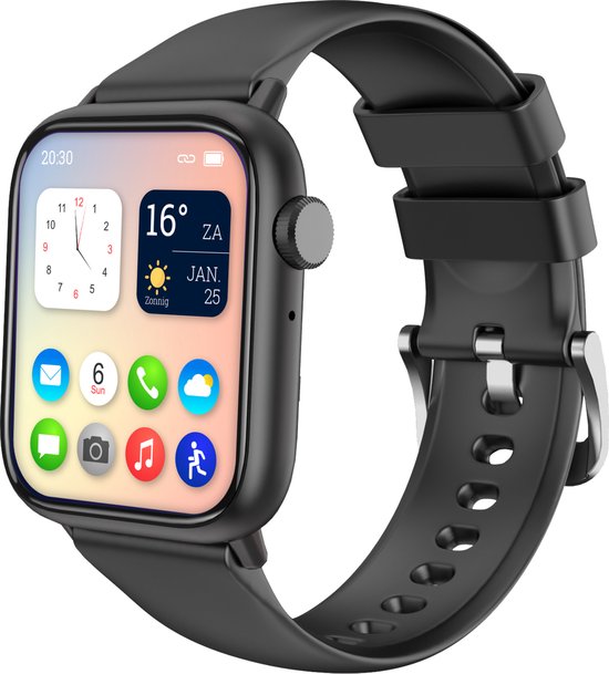 Nuvance - Luxe Smartwatch voor Dames Heren en Kinderen - 45 mm - Hartslagmeter en Stappenteller – Android/IOS - Waterdicht - Uitgebreide Functies - Zwart