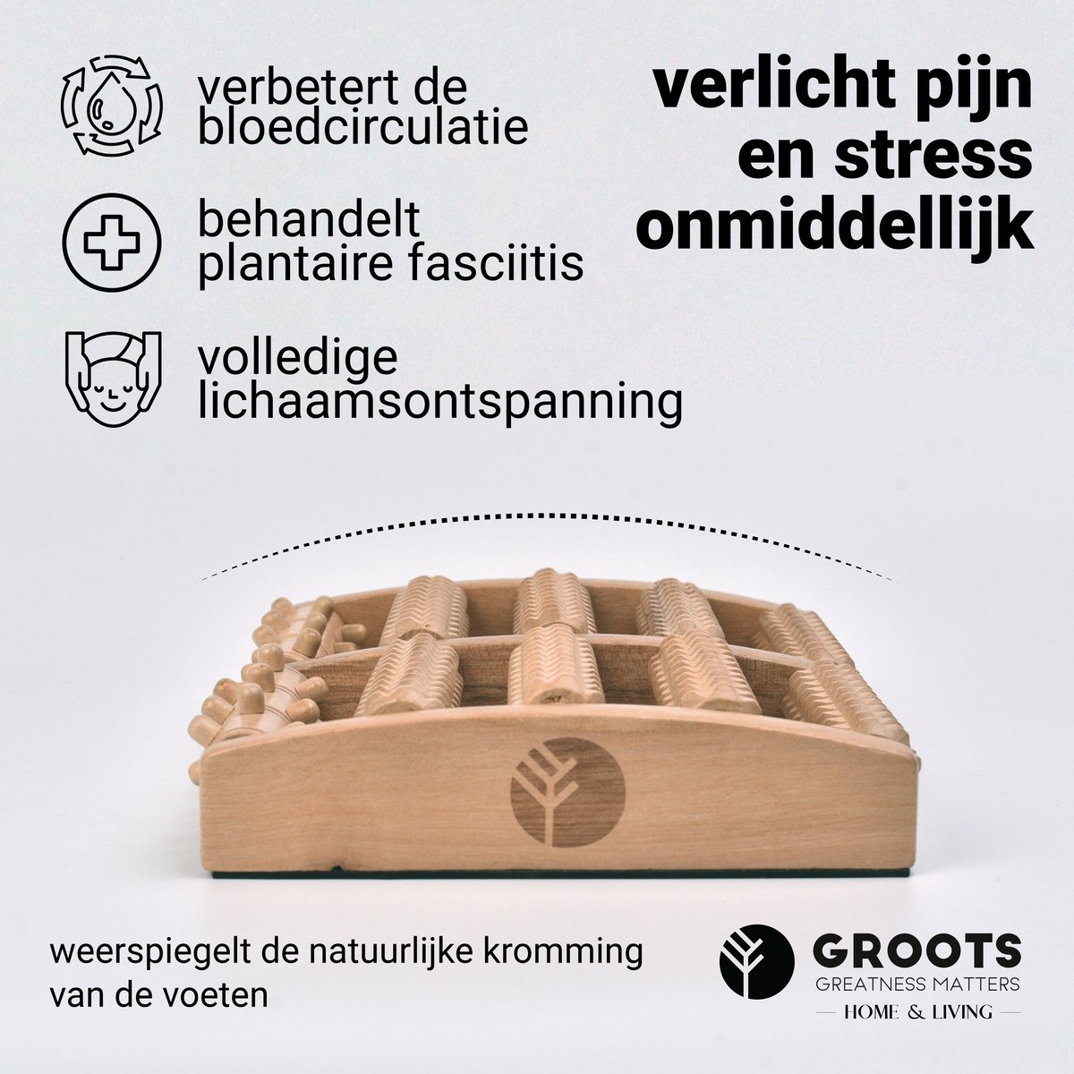 Afbeelding 3 van Groots - Voetmassage Apparaat van Hout – Voetmassage roller – Massage Apparaat - Verbetering Bloedsomloop - Massage roller - Voetroller