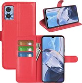 Motorola Moto E22 - E22i Hoesje - MobyDefend Kunstleren Wallet Book Case (Sluiting Voorkant) - Rood - GSM Hoesje - Telefoonhoesje Geschikt Voor Motorola Moto E22 - E22i