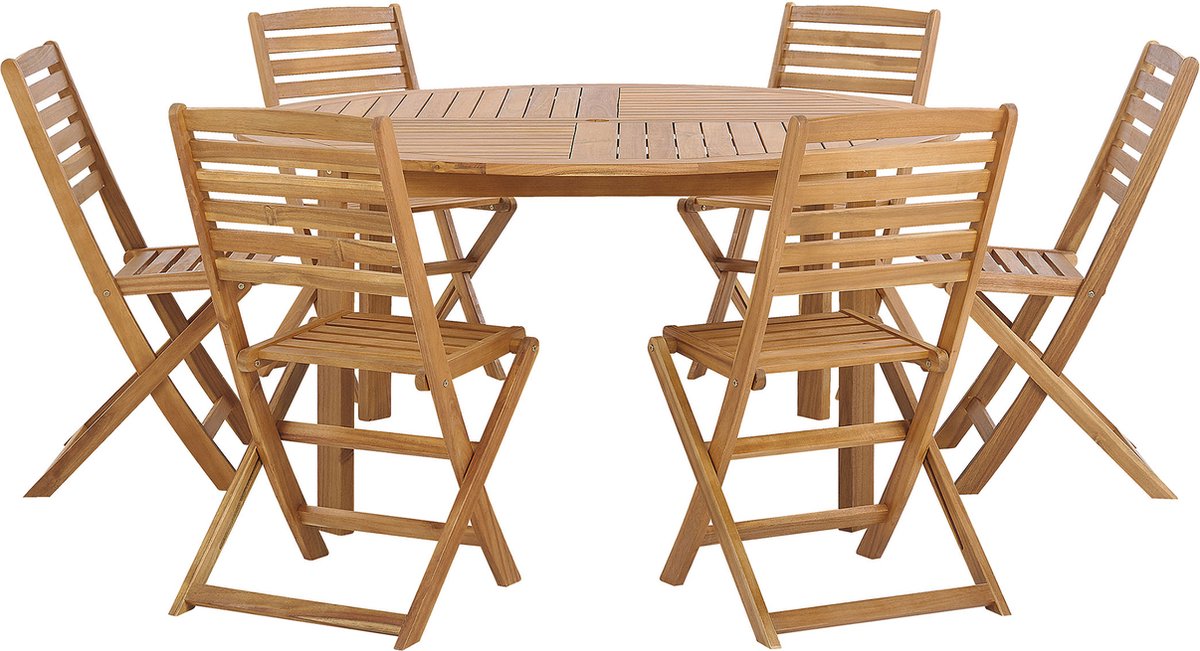 TOLVE - Tuinset voor 6 - Lichte houtkleur - Acaciahout