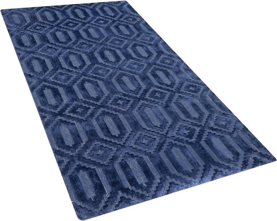 ADATEPE - Laagpolig vloerkleed - Blauw - 80 x 150 cm - Viscose