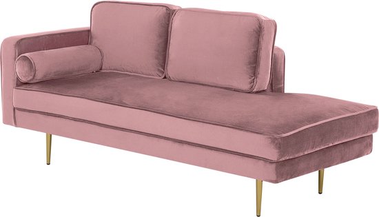 Beliani MIRAMAS - Chaise longue - Rose - Velours