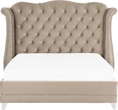 AYETTE - Tweepersoonsbed - Taupe - 180 x 200 cm - Fluweel