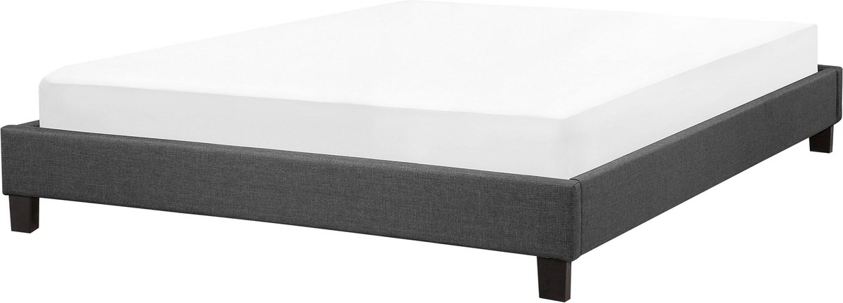 Beliani ROANNE - Tweepersoonsbed - Grijs - 180 x 200 cm - Polyester