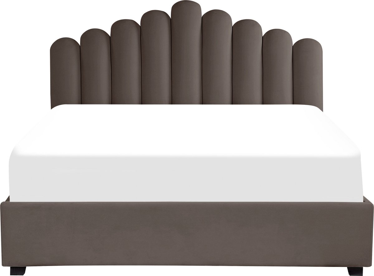 Beliani VINCENNES - Tweepersoonsbed - Taupe - 180 x 200 cm - Fluweel Beige