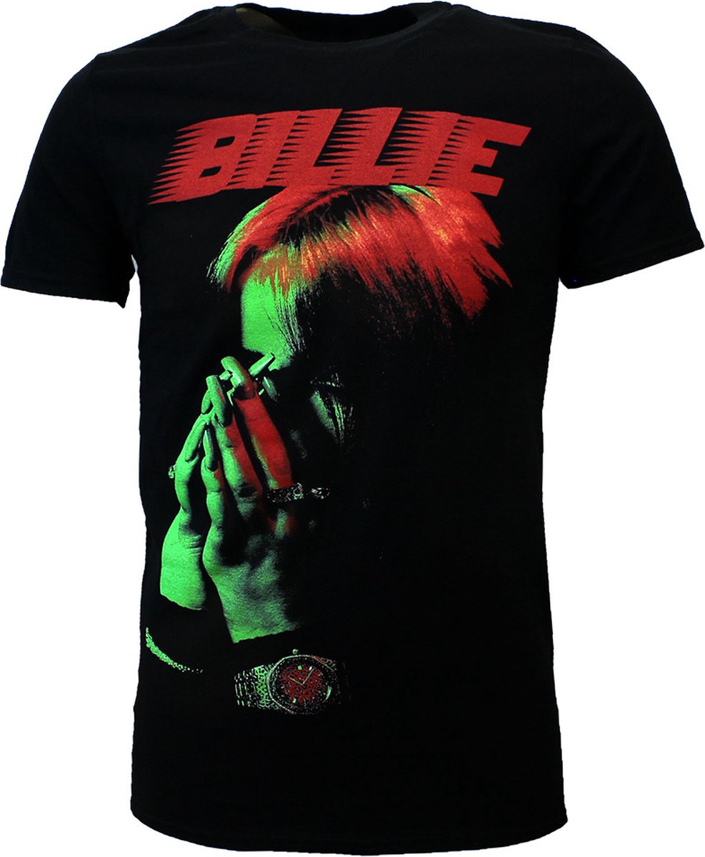 Billie Eilish Hands Face Neon T-Shirt - Officiële Merchandise - XL