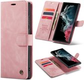 Casemania Hoesje Geschikt voor Samsung Galaxy S23 Ultra Pale Pink - 2 in 1 Magnetic Book Case
