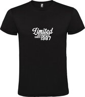 Zwart T-Shirt met “Limited sinds 1987 “ Afbeelding Wit Size XXXXL