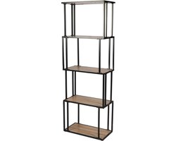 Urban Living - Bibliotheek met 5 planken H170 cm Decoratie van Hout en Metaal Zwart