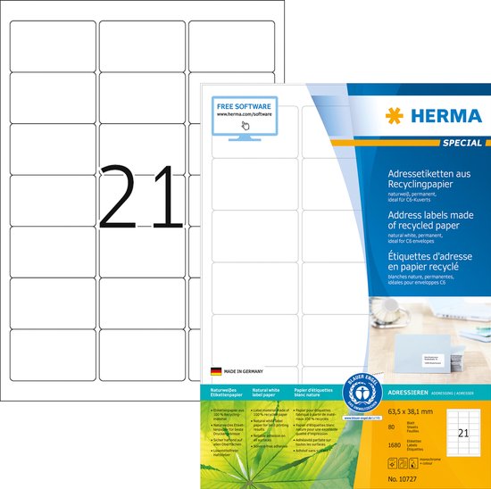 HERMA 10727 étiquette à imprimer Blanc Imprimante d'étiquette adhésive