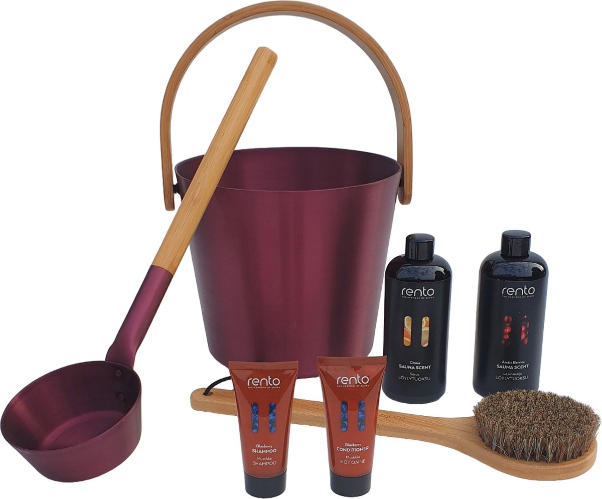 Goedkoopste Cadeau set Sauna emmer bordeaux rood