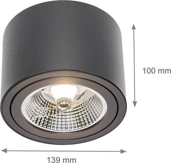 Spectrum - LED Plafondspot CHLOE - GU10 AR111 - Excl. LED Spot - Zwart rond  | bol.com