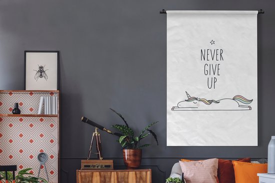 Tapisserie - Tapisserie - Unicorn - Enfants - Citations - Ne jamais abandonner - Filles - 120x180 cm - Tapisserie
