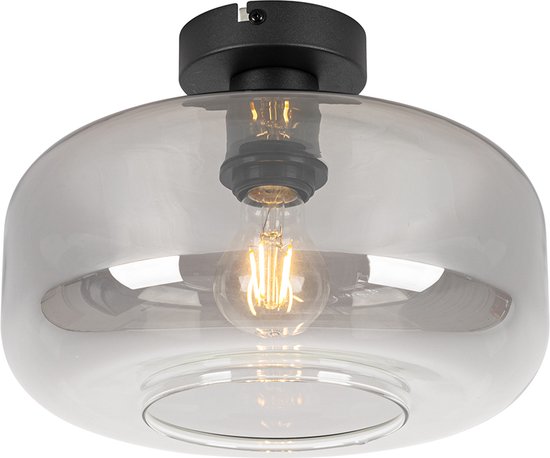 QAZQA bizle - Art Deco Plafondlamp - 1 lichts - Ø 28 cm - Grijs - Woonkamer | Slaapkamer | Keuken