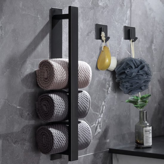 Clou Flush Open Kast Met Handdoekhouder T.b.v. 3 Links | Zwart