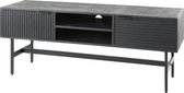 Black Beach - TV-meubel - mango - zwart geschuurd - 2 deuren - 2 nissen - stalen poten
