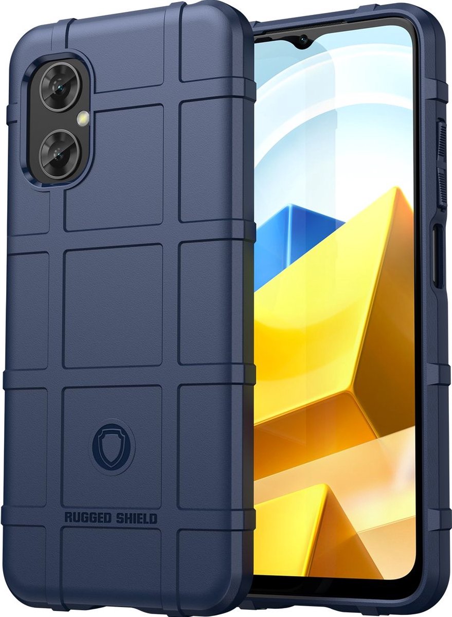 Mobigear Hoesje geschikt voor POCO M5 Telefoonhoesje Flexibel TPU | Mobigear Rugged Shield Backcover Shockproof | Schokbestendig M5 Telefoonhoesje | Anti Shock Proof - Blauw