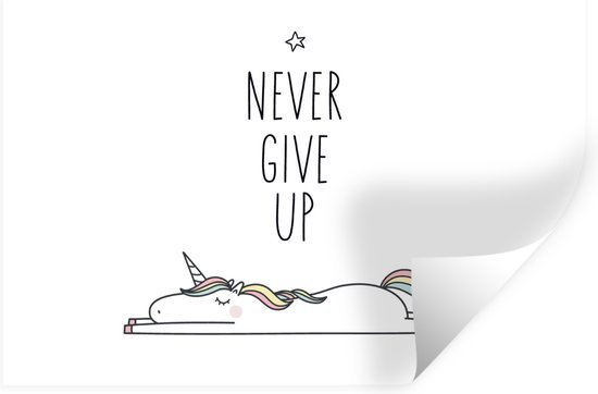 Muursticker enfants - Stickers muraux chambre d'enfant - Unicorn - Enfants - Citations - N'abandonnez jamais - Filles - Décoration pour chambres d'enfants - 120x80 cm