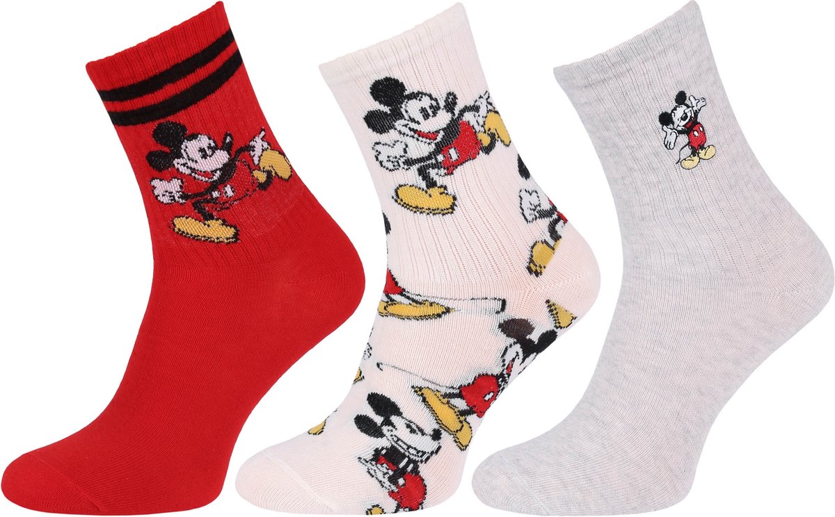 3x Kleurrijke, lange sokken - Mickey Mouse DISNEY