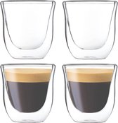 4 Stuks 80ML Espressokopjes, Dubbelwandige Glazen Mokken, Koffie Glazen Bekers, Dubbelwandige Espresso Koffie Glazen Cups