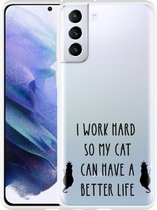 Hoesje Geschikt voor Samsung Galaxy S21 Plus Royalty Cat - zwart