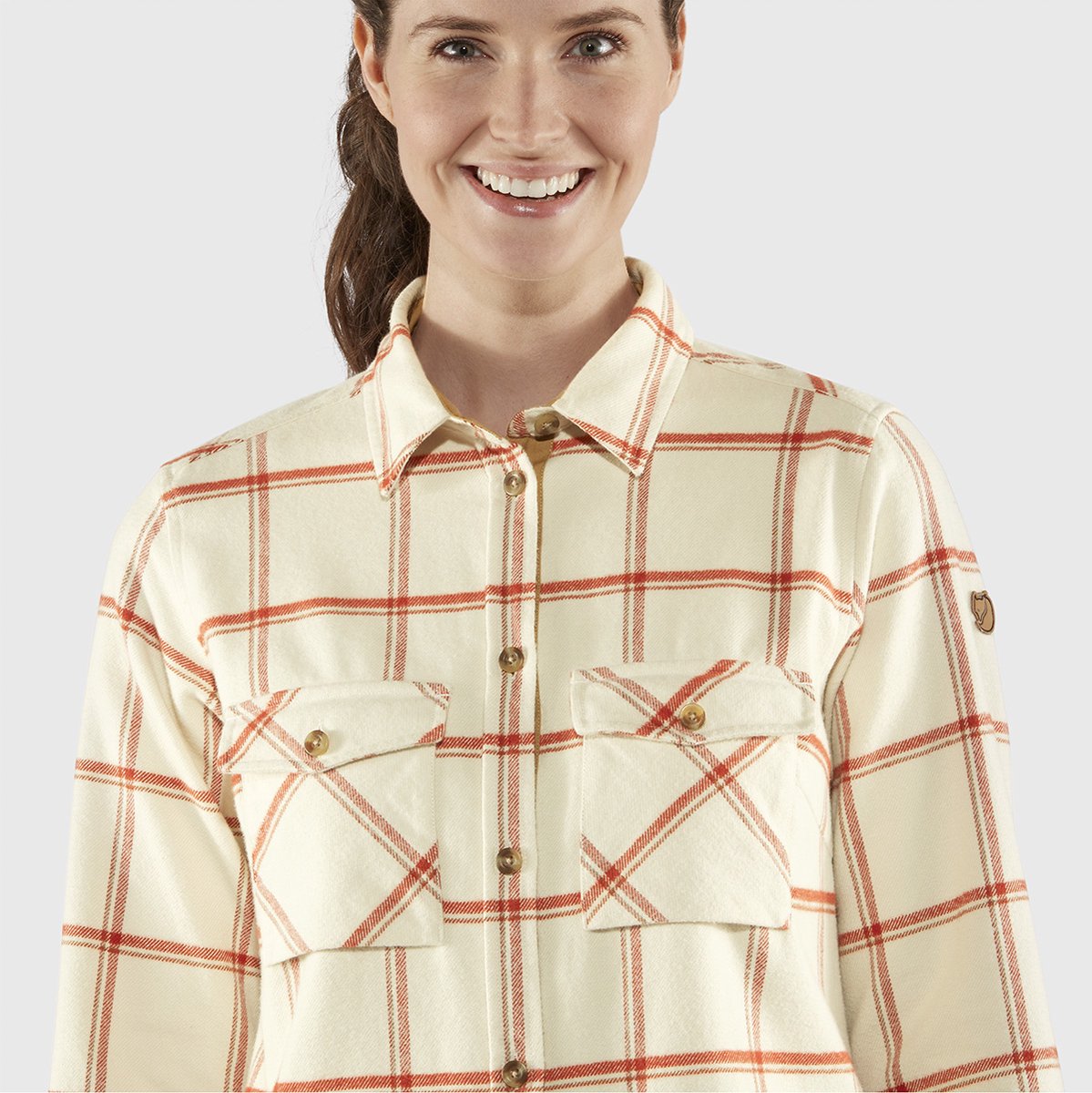 Fjallraven Övik Twill Shirt LS W Dames Outdoorblouse Rood