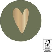 24x Sluitsticker Hart goud | Forest Green | 35 mm | Sluitzegel hart | Sluitsticker | Chique inpakken | Traktatie - Verjaardag - Feest | Trouwkaart | Geboortekaart