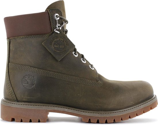Timberland Premium 6-Inch WP - Bottes d'hiver pour hommes Bottes femmes Bottes pour femmes d'hiver Cuir Vert olive TB0A2AXH901 - Taille EU 45,5 US 11,5