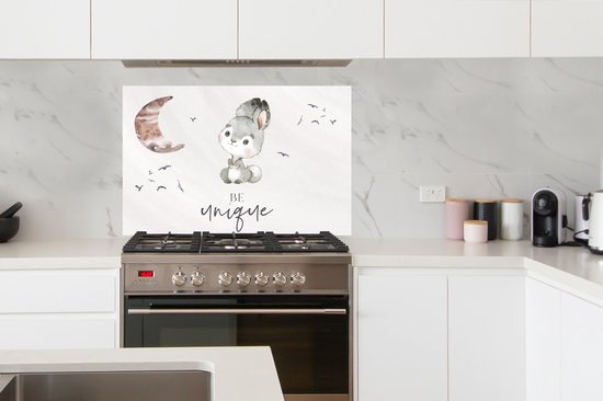 Spatscherm keuken 100x65 cm - Kookplaat achterwand Quotes - Kinderen - Be unique - Jongens - Meisjes - Waterverf - Muurbeschermer - Spatwand fornuis - Hoogwaardig aluminium