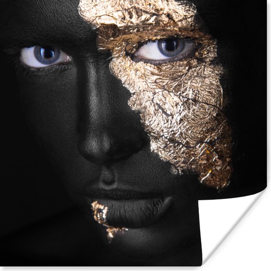 Poster Femme à la lueur dorée papier 100x100 cm - Tirage photo sur Poster (décoration murale salon / chambre)