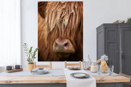 Scottish Highlander en gros plan poster papier 120x160 cm - Tirage photo sur Poster (décoration murale salon / chambre) / Poster Animaux sauvages XXL / Groot format!