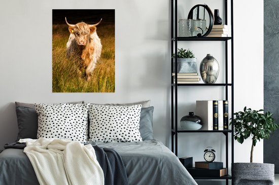 Blonde écossaise Highlander dans le papier affiche sombre