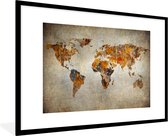 Fotolijst incl. Poster - Wereldkaart - Vintage - Abstract - Kinderen - Jongens - Meisjes - 120x80 cm - Posterlijst