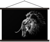 Porte-affiche avec affiche - Affiche scolaire - Animaux - Animaux - Lion - Zwart - Wit - 60x40 cm - Lattes noires