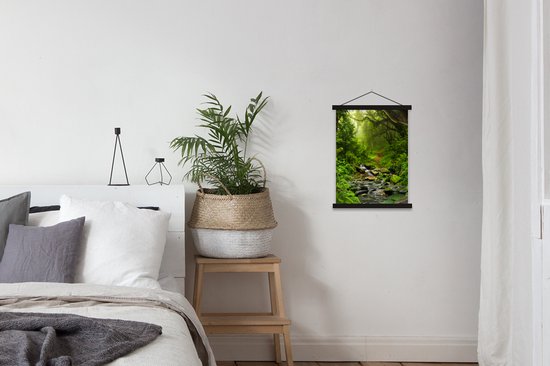 Porte-affiche avec affiche - Affiche scolaire - Nature - Water - Jungle - Forêt - Tropical - 40x53 cm - Lattes noires