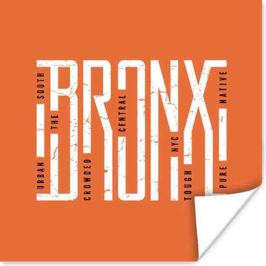 Illustration Bronx sur fond orange 100x100 cm