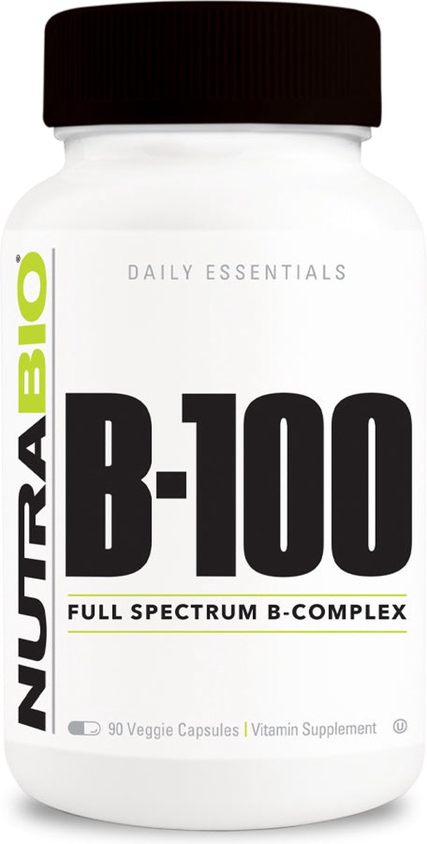 NutraBio Vitamine B-100 complex - 120 Plantaardige Capsules