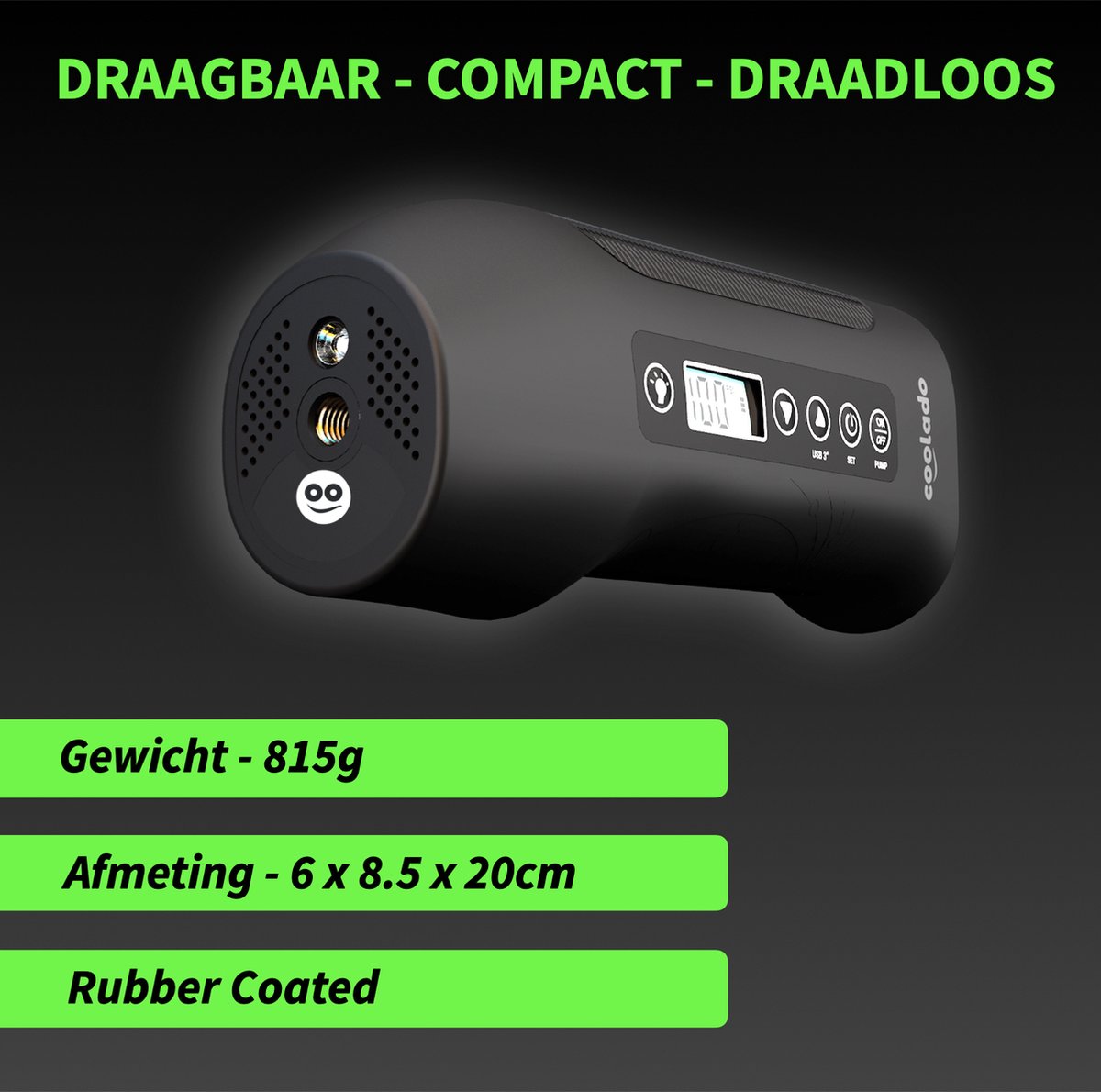 Coolado tPump X - Compresseur sans fil : Pompe à Pneus Réglages Coolado tPump X - Compresseur sans fil : Pompe à Pneus Réglages