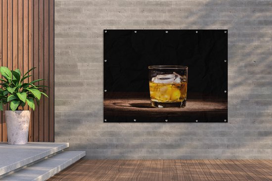 Décoration murale extérieure Whisky - Alcohol - Glas - 160x120 cm - Toile de jardin - Affiche extérieure