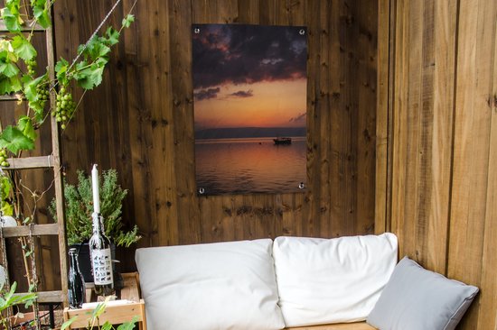 Tuinposter 60x90 cm - Tuindecoratie Oranje - Water - Hemel - Poster voor in de tuin - Buiten decoratie - Schutting tuinschilderij - Tuindoek muurdecoratie - Wanddecoratie balkondoek