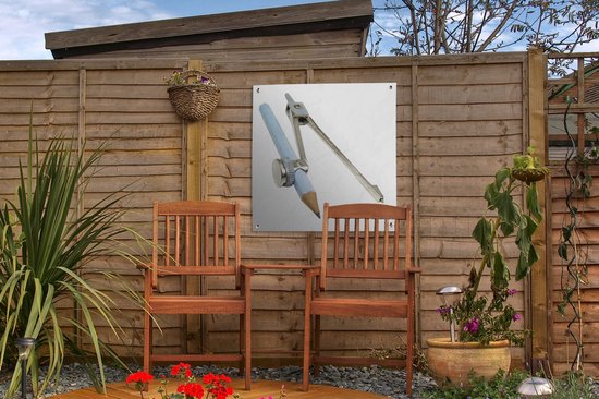 Affiche de jardin boussole grise avec crayon bleu 50x50 cm - petit - Toile  de jardin /