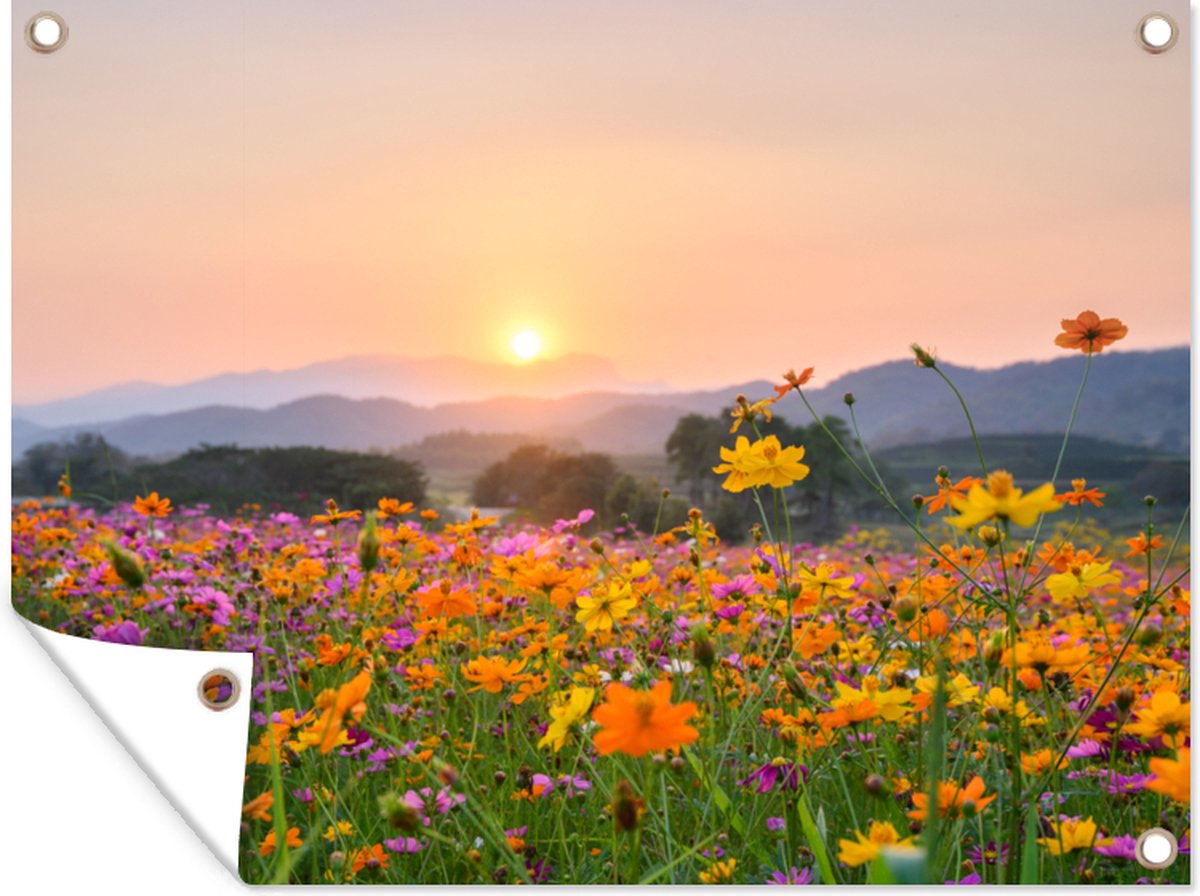D coration De Jardin Fleurs Coucher De Soleil Berg 40x30 Cm 