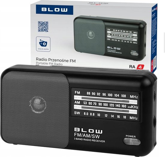 Noodradio - op Batterijen - Compact - Antenne - Koptelefoonaansluiting - AM en FM Radio - Luidspreker - Draagbare Noodradio - Noodpakket - Zwart