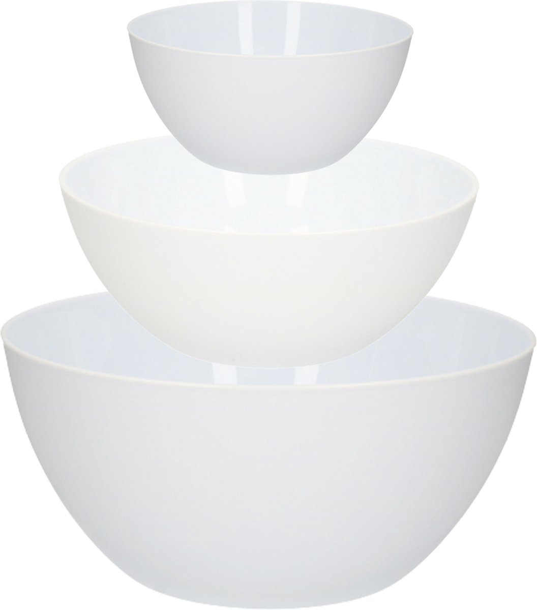 Plasticforte Kommetjes/Serveer schalen set - 9x stuks - kunststof - Wit