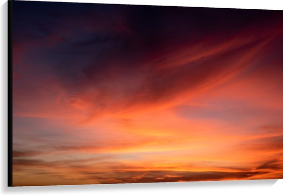 Canvas - Oranjekleurige Lucht van Zonsondergang - 120x80 cm Foto op Canvas Schilderij (Wanddecoratie op Canvas)