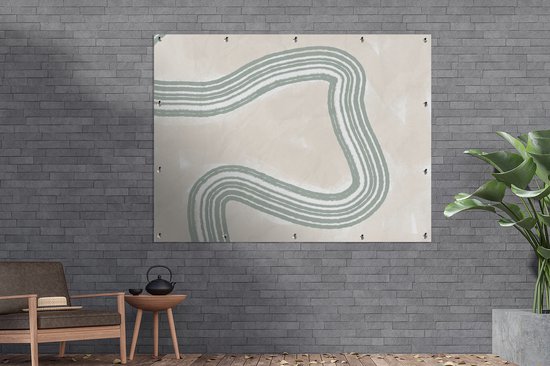 Décoration murale extérieur Ligne - Abstrait - Design - 160x120 cm - Toile jardin - Affiche extérieure
