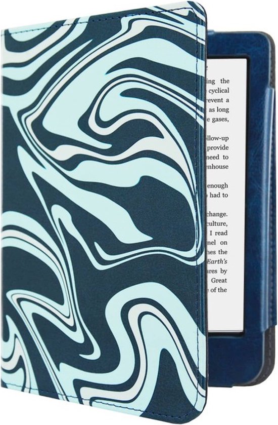 Luxe Sleepcover Geschikt voor Tolino Shine 4 Hoes Abstract Petroleum Kleuren