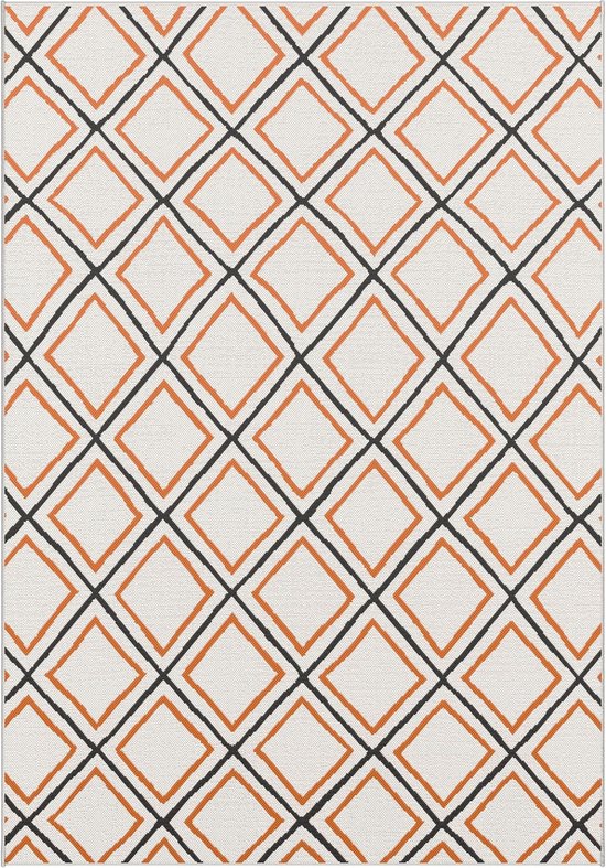 Karat Buitenkleed - Tuintapijt - Vloerkleed - Berber - Crème-Oranje - 80 x 150 cm