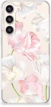 GSM Hoesje Geschikt voor Samsung Galaxy S23 Plus Back Case TPU Siliconen Hoesje Doorzichtig Mooie Bloemen